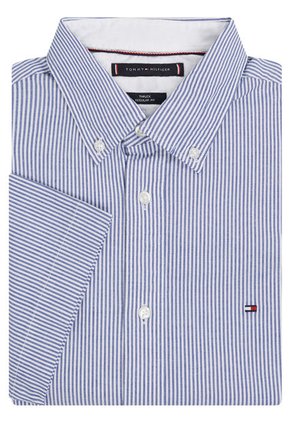 Camisa De Rayas Con Manga Corta Azul Tommy Hilfiger