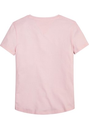 Camiseta Rosa De Manga Corta Con Estampado De Logotipo Tommy Hilfiger