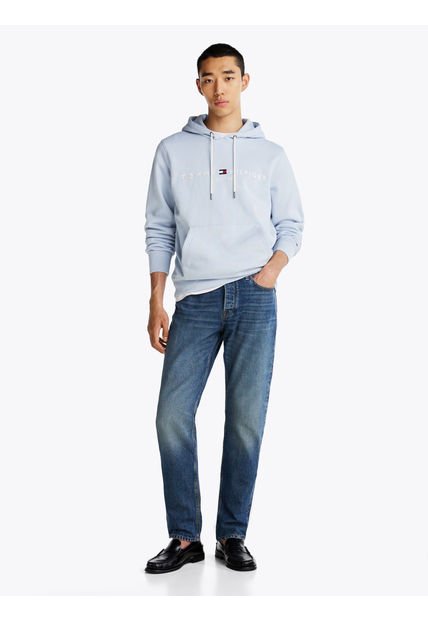 Buzo Celeste Con Capota Y Logo Bordado Tommy Hilfiger