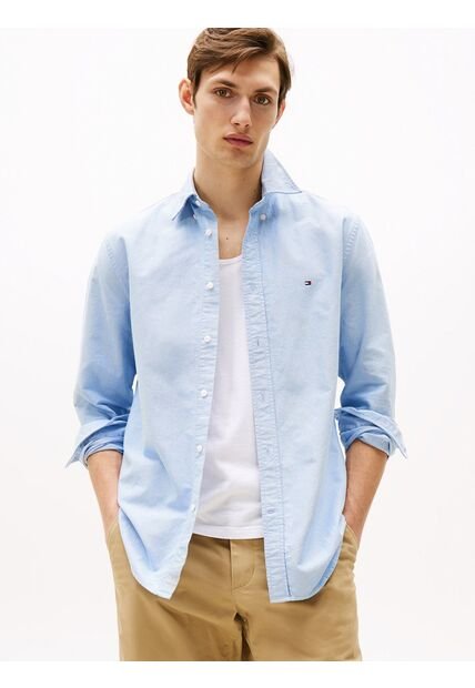 Camisa Azul Oxford Heritage De Corte Regular Tommy Hilfiger
