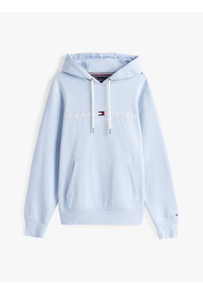 Buzo Celeste Con Capota Y Logo Bordado Tommy Hilfiger