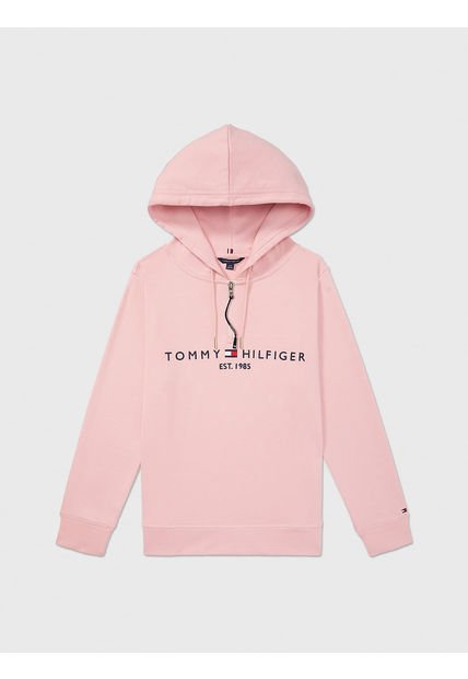 Hoodie Manga Larga Con Logo Mujer Rosa Tommy Hilfiger