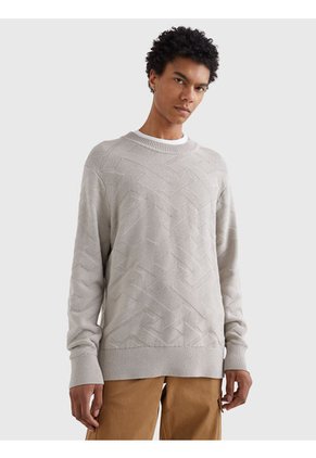 Saco Amplio De Punto Con Monogramas Th Hombre Gris Tommy Hilfiger