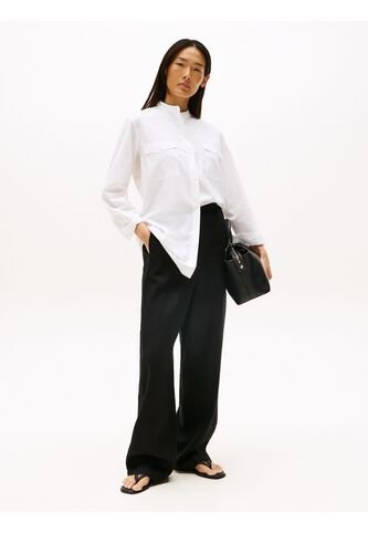 Pantalón Negro Recto De Traje En Mezcla De Lino Tommy Hilfiger Tommy Hilfiger