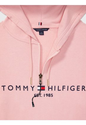 Hoodie Manga Larga Con Logo Mujer Rosa Tommy Hilfiger