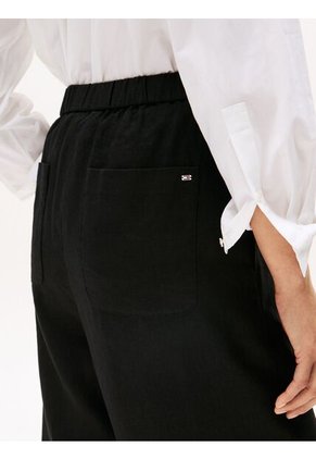 Pantalón Negro Recto De Traje En Mezcla De Lino Tommy Hilfiger