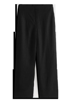 Pantalón Negro Recto De Traje En Mezcla De Lino Tommy Hilfiger