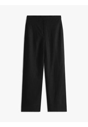 Pantalón Negro Recto De Traje En Mezcla De Lino Tommy Hilfiger