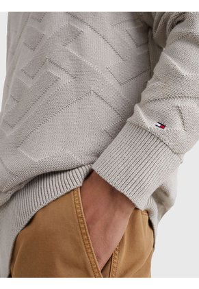 Saco Amplio De Punto Con Monogramas Th Hombre Gris Tommy Hilfiger
