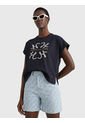 Camiseta De Corte Amplio Con Logo Mujer Azul Tommy Hilfiger de Tommy Hilfiger