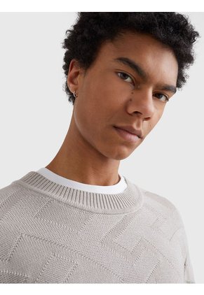 Saco Amplio De Punto Con Monogramas Th Hombre Gris Tommy Hilfiger