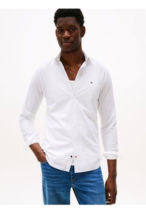 Camisa Blanca Flex Poplin De Corte Slim Tommy Hilfiger
