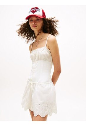 Minivestido Blanco Tommy Girl Con Diseño Calado Tommy Jeans