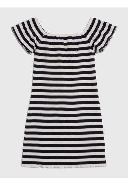 Vestido Multicolor A Rayas Con Escote Hombros Descubiertos Tommy Hilfiger