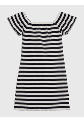Vestido Multicolor A Rayas Con Escote Hombros Descubiertos Tommy Hilfiger
