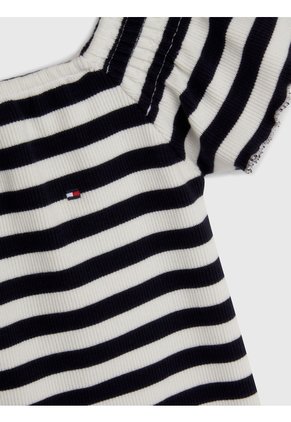 Vestido Multicolor A Rayas Con Escote Hombros Descubiertos Tommy Hilfiger
