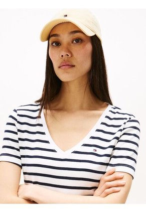 Vestido Blanco AOP Con Ribete De Cuello V Tommy Hilfiger