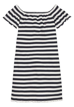 Vestido Multicolor A Rayas Con Escote Hombros Descubiertos Tommy Hilfiger