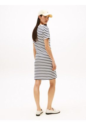 Vestido Blanco AOP Con Ribete De Cuello V Tommy Hilfiger