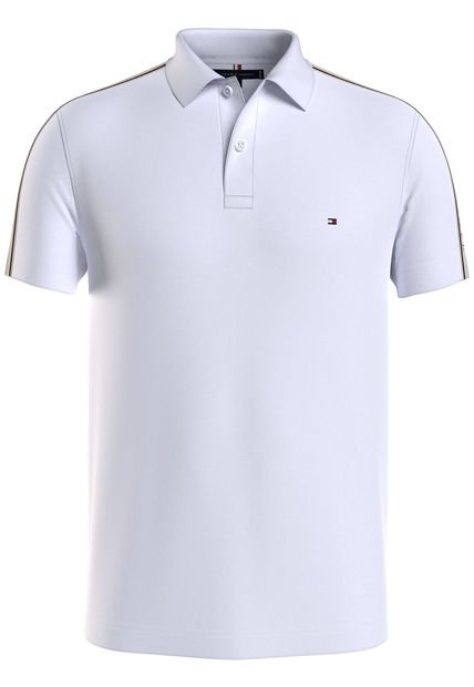 Polo Slim Con Cinta Y Contorno De Bandera Blanco Tommy Hilfiger