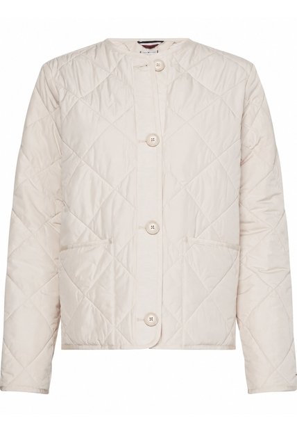 Chaqueta Acolchada Corta Sin Cuello Mujer Blanco Tommy Hilfiger