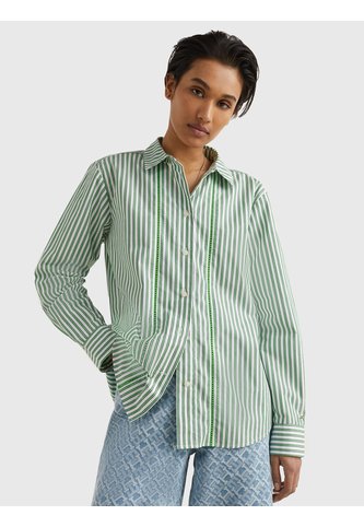 Camisa A Rayas De Corte Regular Mujer Verde Tommy Hilfiger Tommy Hilfiger