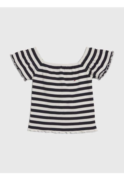 Camiseta Multicolor A Rayas Con Escote Hombros Descubiertos Tommy Hilfiger
