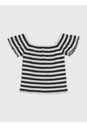 Camiseta Multicolor A Rayas Con Escote Hombros Descubiertos Tommy Hilfiger