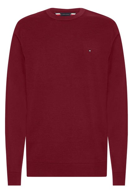 Súeter De Algodón Con Cuello Redondo Hombre Rojo Tommy Hilfiger