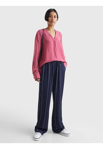 Blusa Rosada Con Cuello V Y Corte Amplio Tommy Hilfiger Tommy Hilfiger