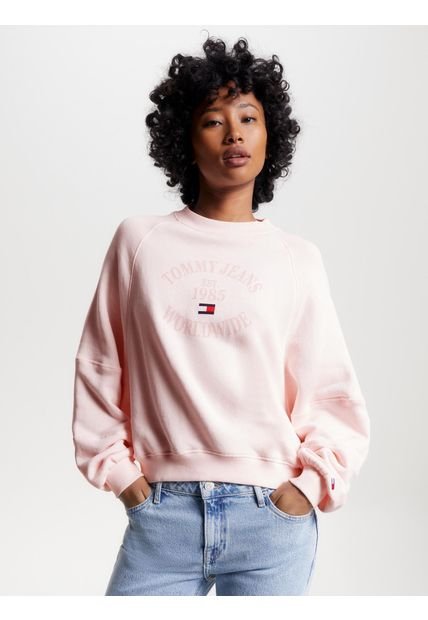 Saco De Felpa Flexible Con Logo Mujer Rosa Tommy Jeans