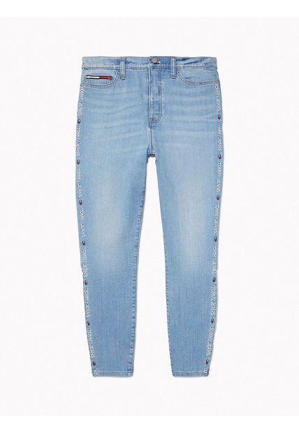 Jeans De Corte Skinny Desgastado Mujer Azul Tommy Hilfiger