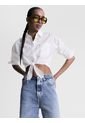 Camisa Cropped De Popelín Mujer Blanco Tommy Jeans de Tommy Hilfiger