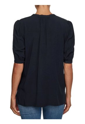 Blusa De Cuello Henley Con Corte Amplio Azul Tommy Hilfiger