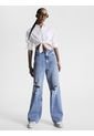 Camisa Cropped De Popelín Mujer Blanco Tommy Jeans de Tommy Hilfiger