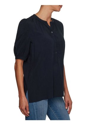 Blusa De Cuello Henley Con Corte Amplio Azul Tommy Hilfiger