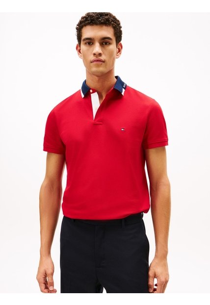 Polo Rojo De Corte Regular Con Logo Gráfico Tommy Hilfiger