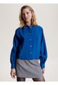 Camisa Sin Cuello Con Corte Cropped Mujer Azul Tommy Hilfiger de Tommy Hilfiger