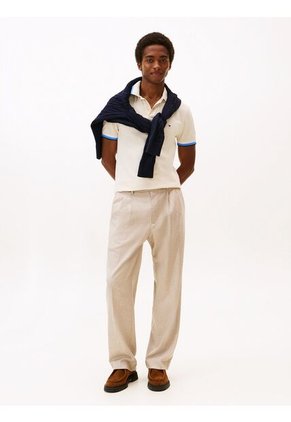 Polo Blanco De Corte Slim Con Logo Tommy Hilfiger