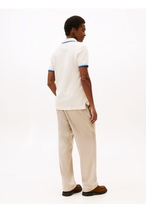 Polo Blanco De Corte Slim Con Logo Tommy Hilfiger