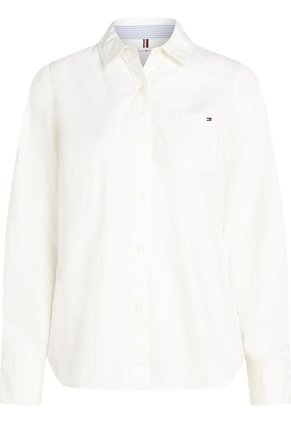 Camisa Blanca Oxford Manga Larga Con Logo Tommy Hilfiger