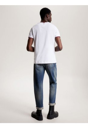 Camiseta Ribeteada De Corte Slim Hombre Blanco Tommy Hilfiger