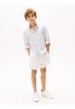 Camisa Celeste De Rayas En Mezcla De Lino Tommy Hilfiger de Tommy Hilfiger