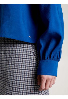 Camisa Sin Cuello Con Corte Cropped Mujer Azul Tommy Hilfiger