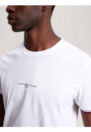 Camiseta Ribeteada De Corte Slim Hombre Blanco Tommy Hilfiger