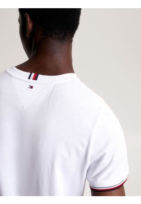 Camiseta Ribeteada De Corte Slim Hombre Blanco Tommy Hilfiger