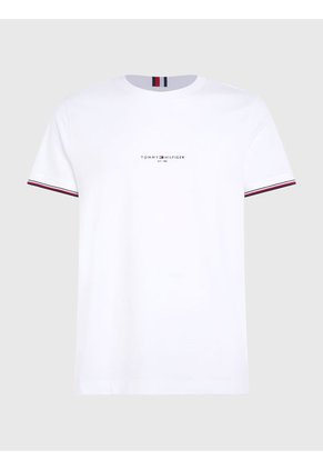 Camiseta Ribeteada De Corte Slim Hombre Blanco Tommy Hilfiger