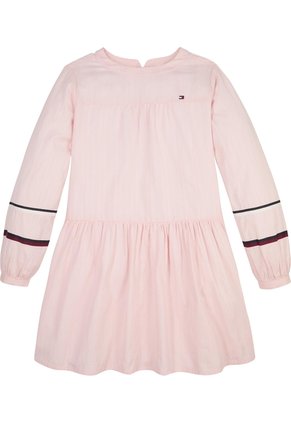 Vestido Rosa De Algodón Con Cinta De Detalle De Franja Global Tommy Hilfiger