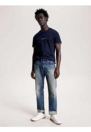 Camiseta Ribeteada De Corte Slim Hombre Azul Tommy Hilfiger