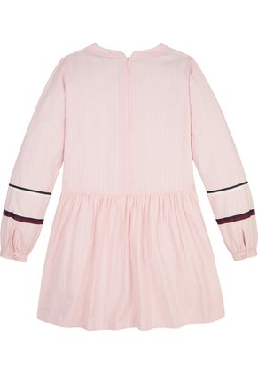 Vestido Rosa De Algodón Con Cinta De Detalle De Franja Global Tommy Hilfiger